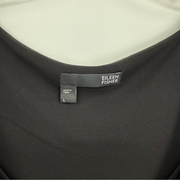 EILEEN FISHER Dress Silk Jersey Double Layer Drape  Neck Sleeveless Black Size L - Picture 8 of 11